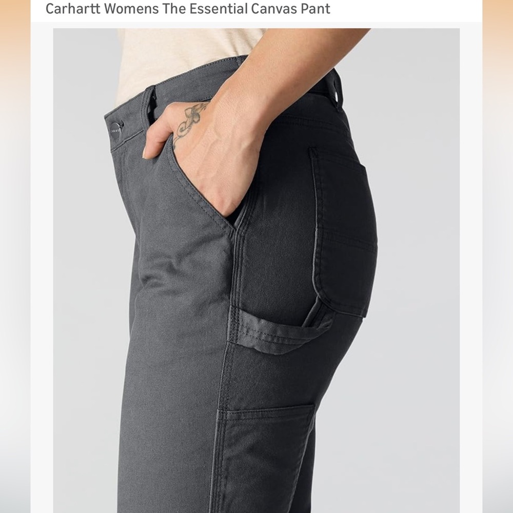 Carhartt Womens The Essential Canvas Pant Dark Gray - Picture 3 of 9
